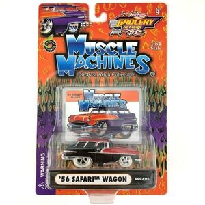Muscle‎ Machines 1956 '56 Pontiac Safari Wagon Black/Red Car Die Cast 1/64 Scale